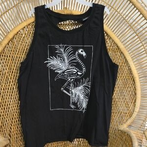 Lovesick Black Top with Skeleton Flamingo